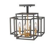 Titania 4 Light 14" Semi Flush Mount in Bronze + Olde Brass