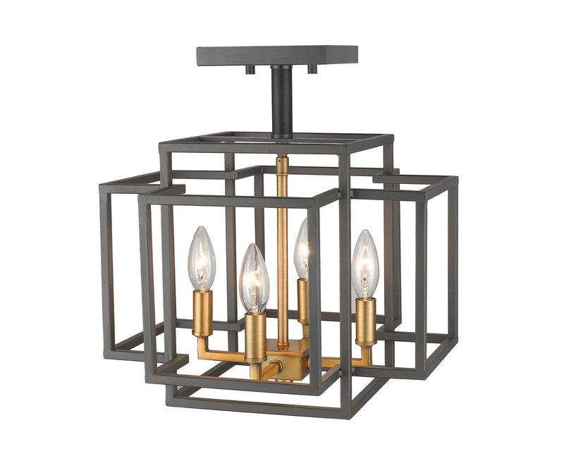Titania 4 Light 14" Semi Flush Mount in Bronze + Olde Brass