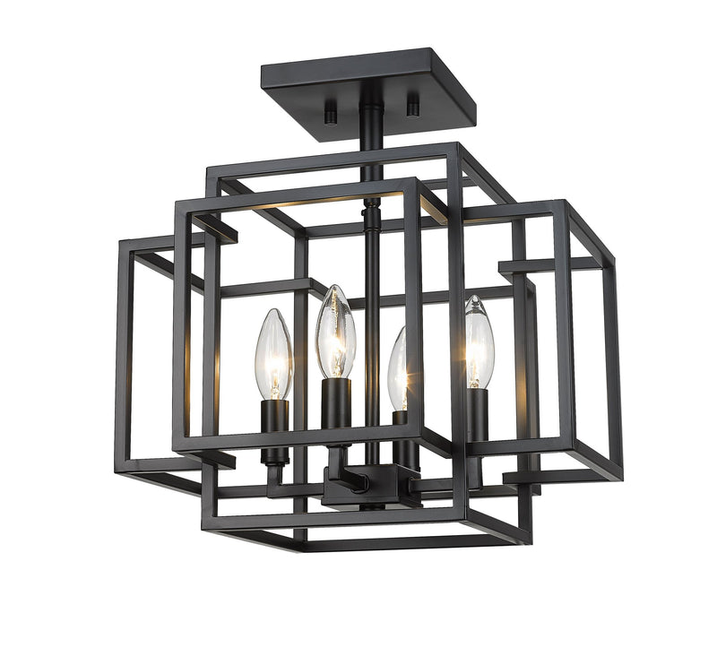 Titania 4 Light 14" Semi Flush Mount in Matte Black