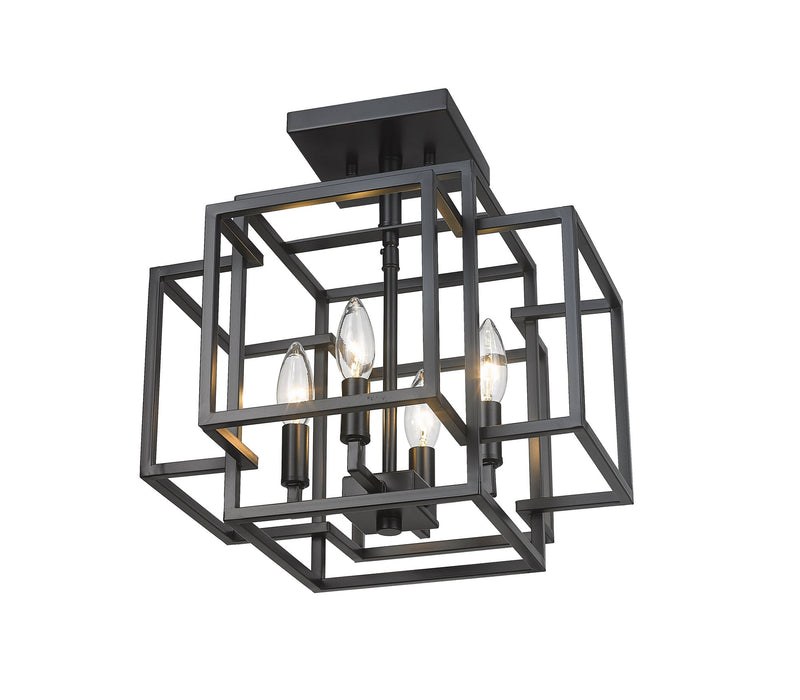 Titania 4 Light 14" Semi Flush Mount in Matte Black