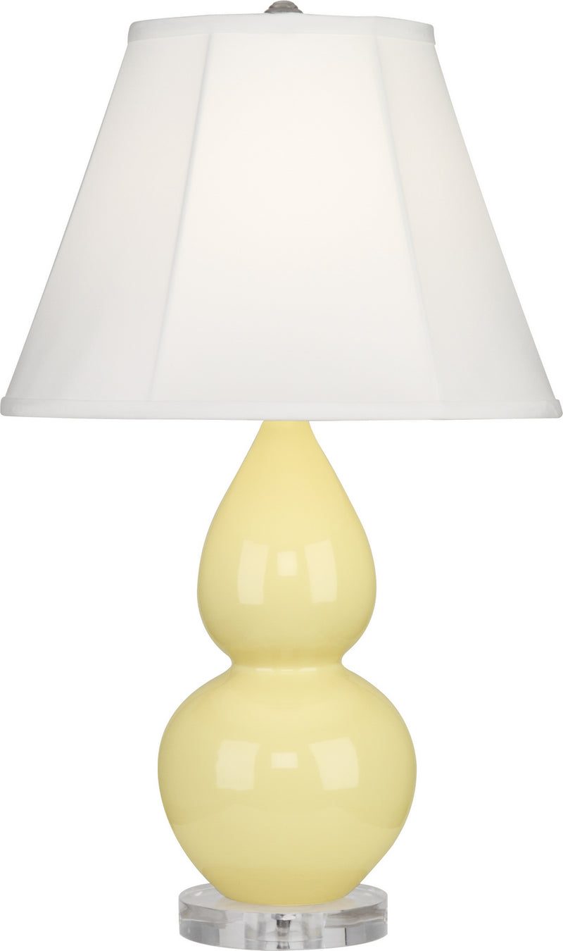 Small Double Gourd Accent Lamp with Ivory Stretched Fabric Shade - Lamps Expo