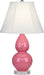 Small Double Gourd Accent Lamp with Ivory Stretched Fabric Shade - Lamps Expo