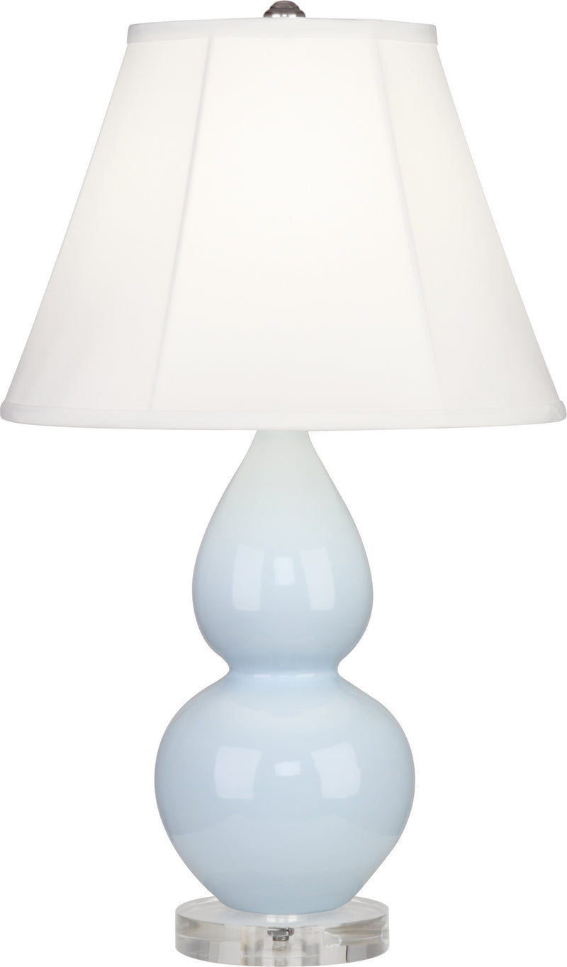 Small Double Gourd Accent Lamp with Ivory Stretched Fabric Shade - Lamps Expo