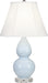 Small Double Gourd Accent Lamp with Ivory Stretched Fabric Shade - Lamps Expo