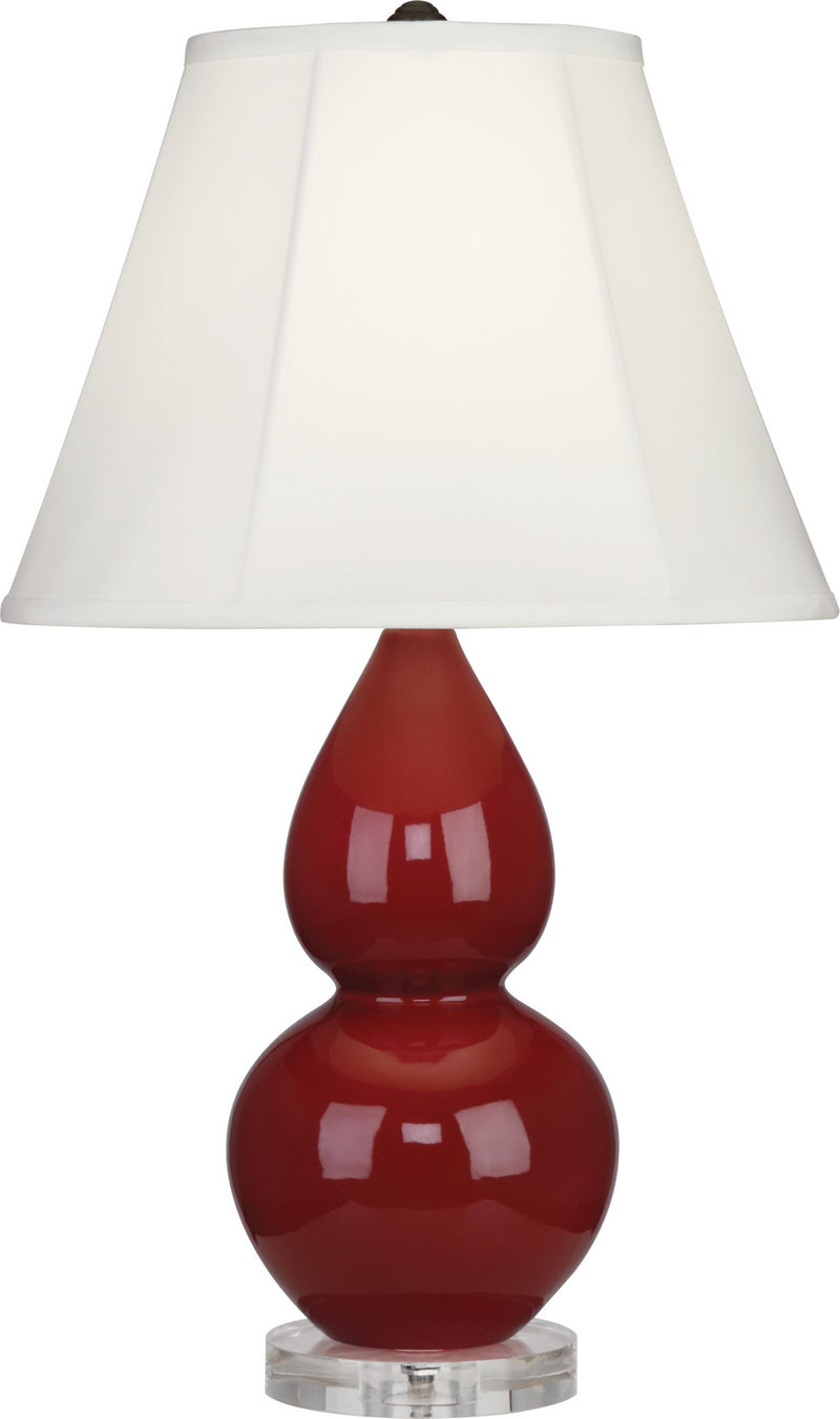 Small Double Gourd Accent Lamp with Ivory Stretched Fabric Shade - Lamps Expo