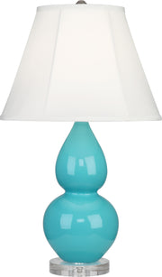 Small Double Gourd Accent Lamp with Ivory Stretched Fabric Shade - Lamps Expo
