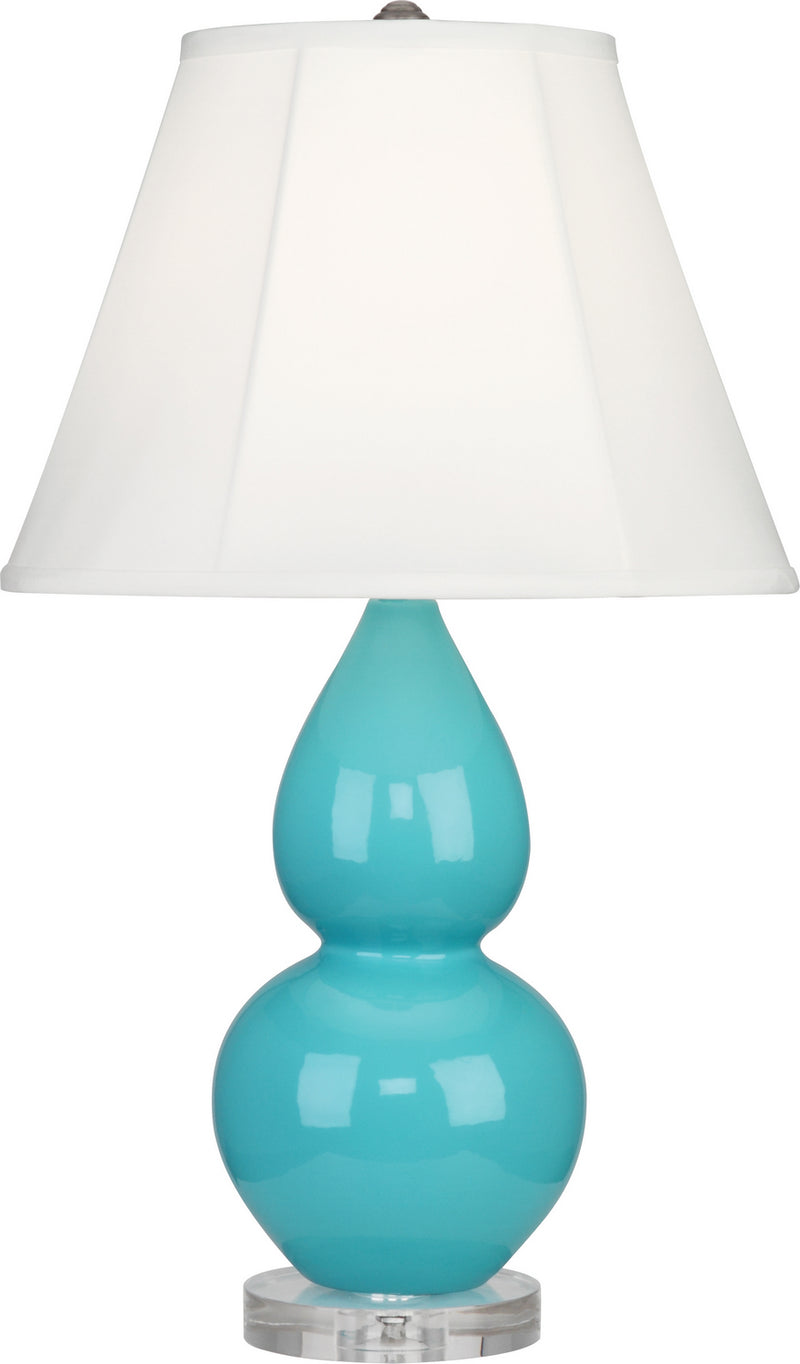 Small Double Gourd Accent Lamp with Ivory Stretched Fabric Shade - Lamps Expo