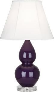 Small Double Gourd Accent Lamp with Ivory Stretched Fabric Shade - Lamps Expo