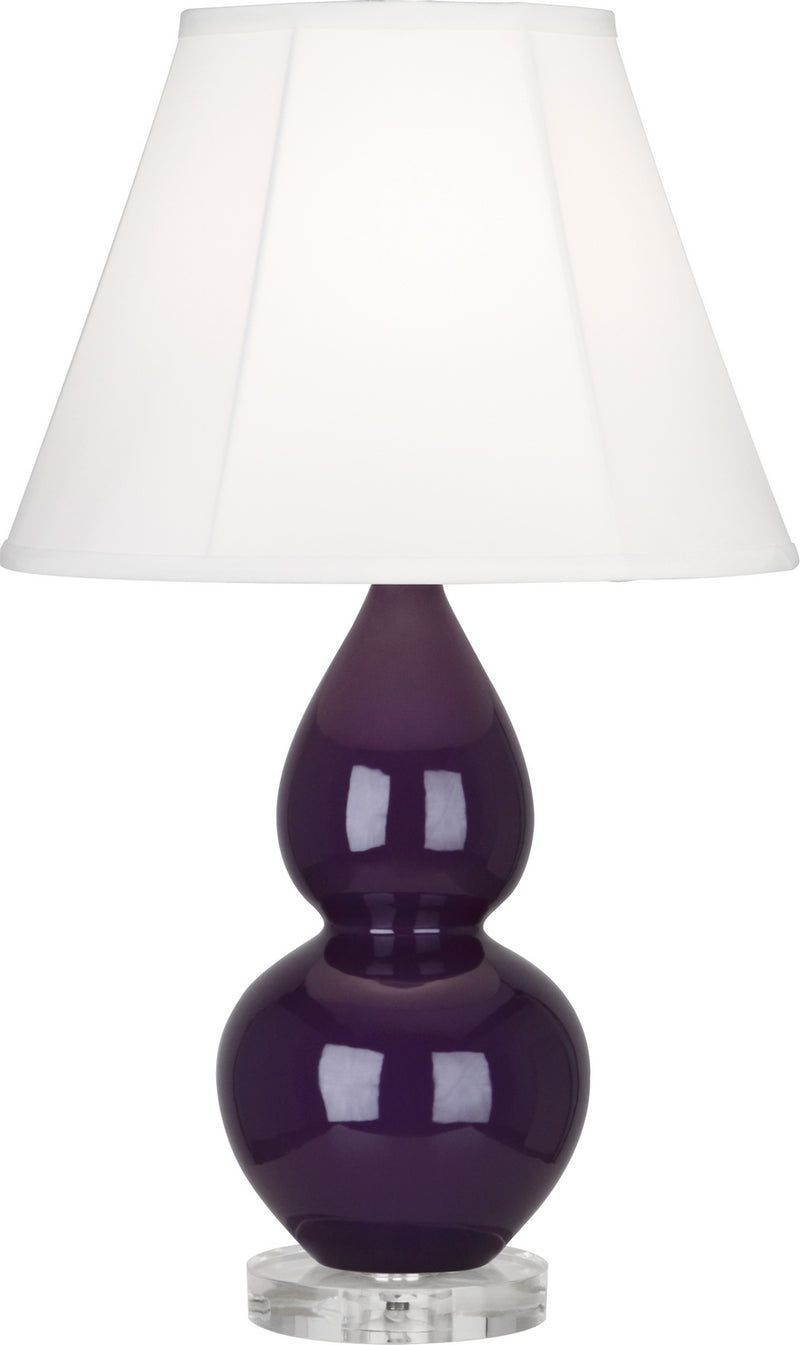 Small Double Gourd Accent Lamp with Ivory Stretched Fabric Shade - Lamps Expo