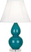 Small Double Gourd Accent Lamp with Ivory Stretched Fabric Shade - Lamps Expo
