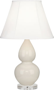Small Double Gourd Accent Lamp with Ivory Stretched Fabric Shade - Lamps Expo
