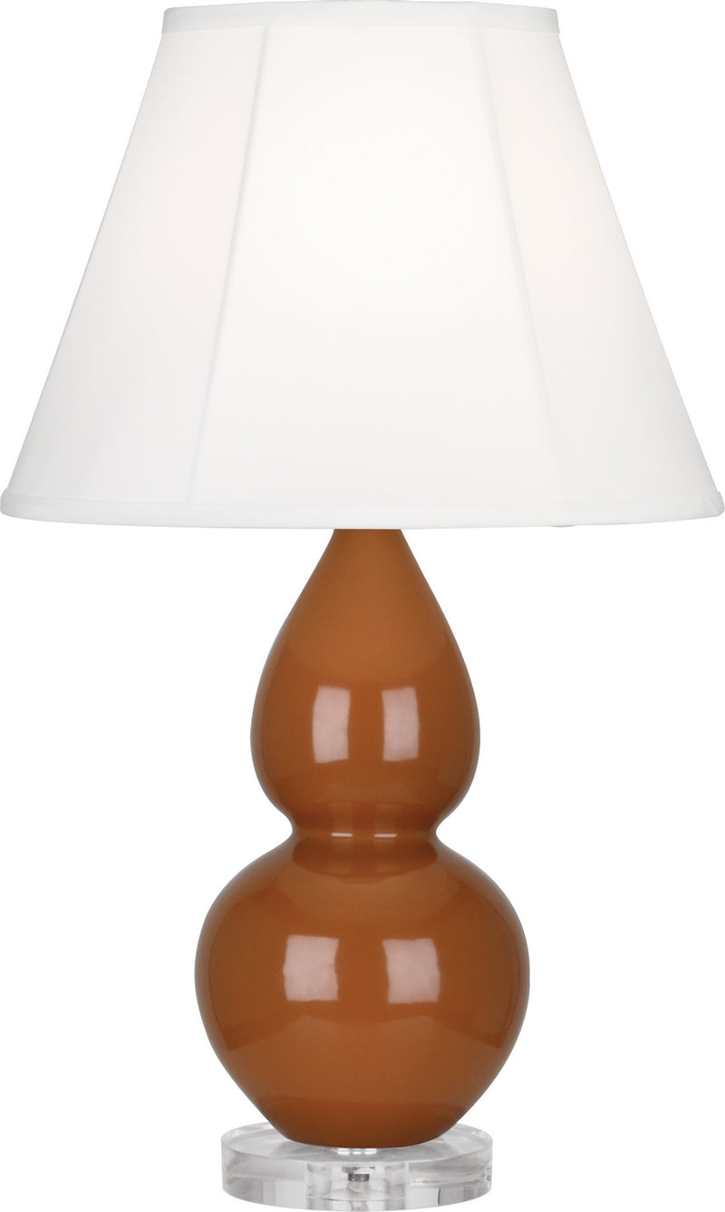 Small Double Gourd Accent Lamp with Ivory Stretched Fabric Shade - Lamps Expo