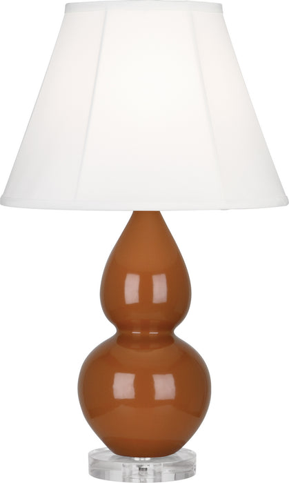 Small Double Gourd Accent Lamp with Ivory Stretched Fabric Shade - Lamps Expo