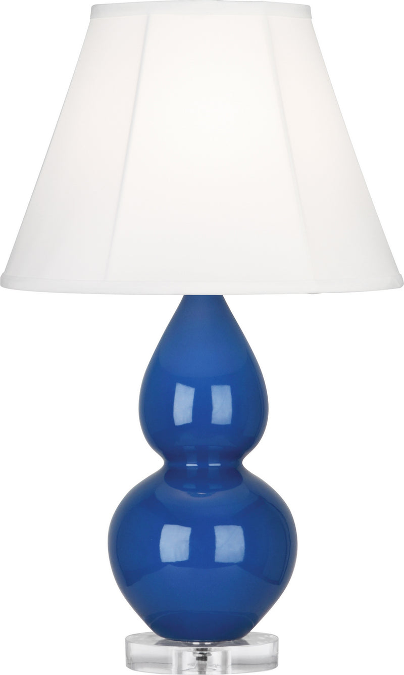 Small Double Gourd Accent Lamp with Ivory Stretched Fabric Shade - Lamps Expo