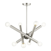 Stafford 8-Light Chandelier in Brushed Nickel with Black Chrome Accents