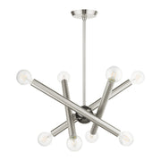 Stafford 8-Light Chandelier in Brushed Nickel with Black Chrome Accents