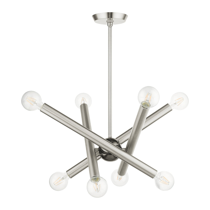 Stafford 8-Light Chandelier in Brushed Nickel with Black Chrome Accents