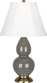 Small Double Gourd Accent Lamp with Ivory Stretched Fabric Shade - Lamps Expo