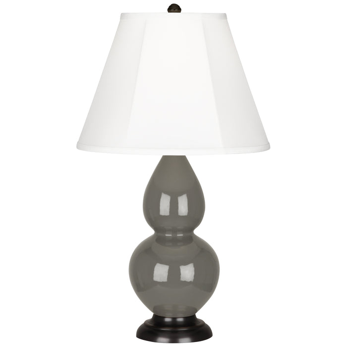Small Double Gourd Accent Lamp with Ivory Stretched Fabric Shade - Lamps Expo