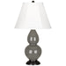 Small Double Gourd Accent Lamp with Ivory Stretched Fabric Shade - Lamps Expo