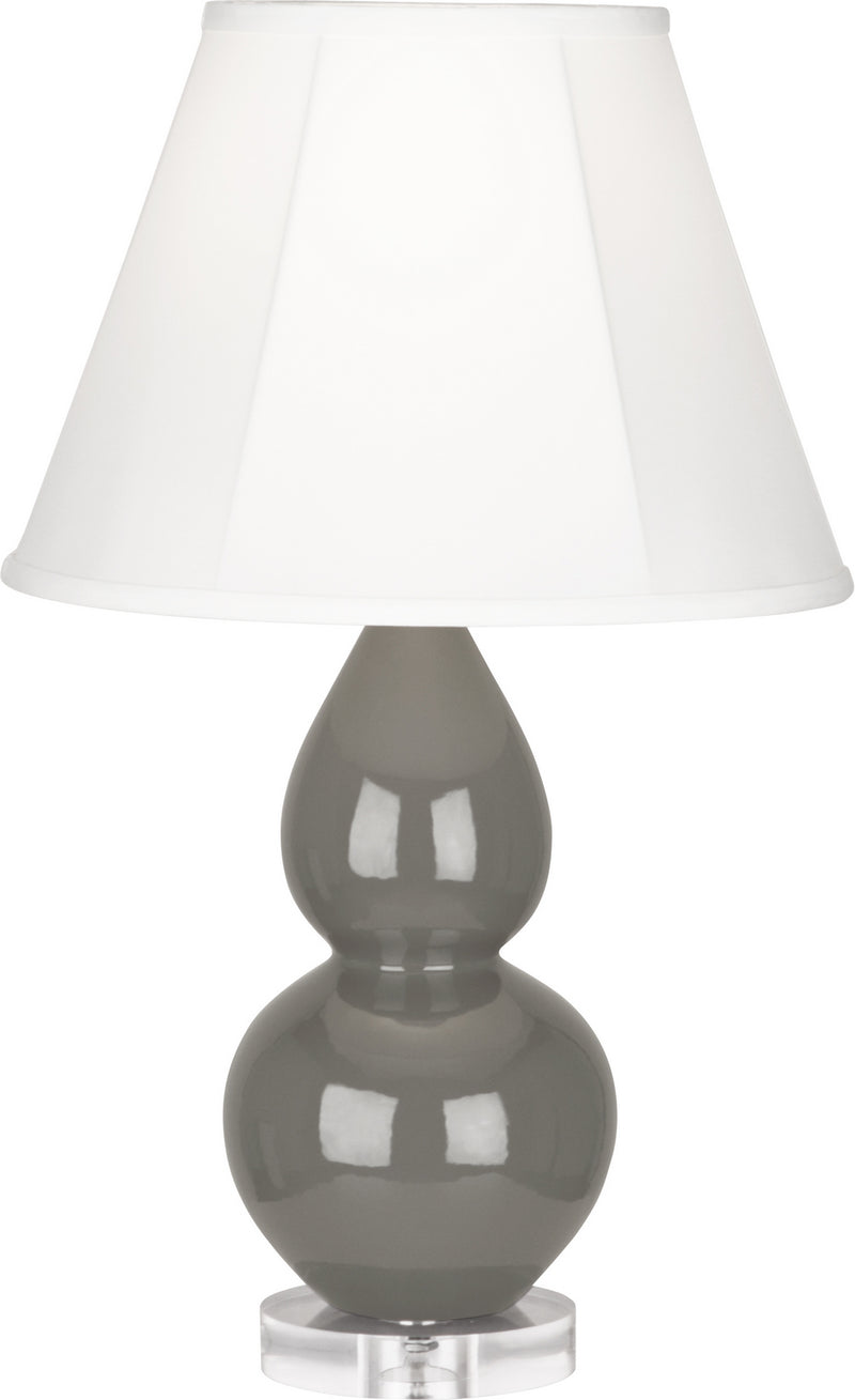 Small Double Gourd Accent Lamp with Ivory Stretched Fabric Shade - Lamps Expo