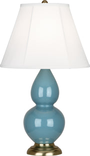 Small Double Gourd Accent Lamp with Ivory Stretched Fabric Shade - Lamps Expo