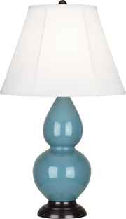 Small Double Gourd Accent Lamp with Ivory Stretched Fabric Shade - Lamps Expo