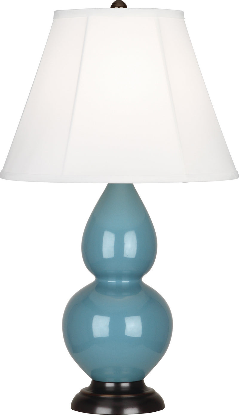 Small Double Gourd Accent Lamp with Ivory Stretched Fabric Shade - Lamps Expo