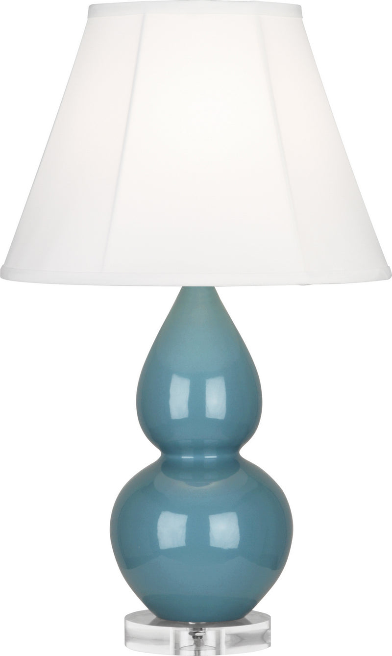 Small Double Gourd Accent Lamp with Ivory Stretched Fabric Shade - Lamps Expo