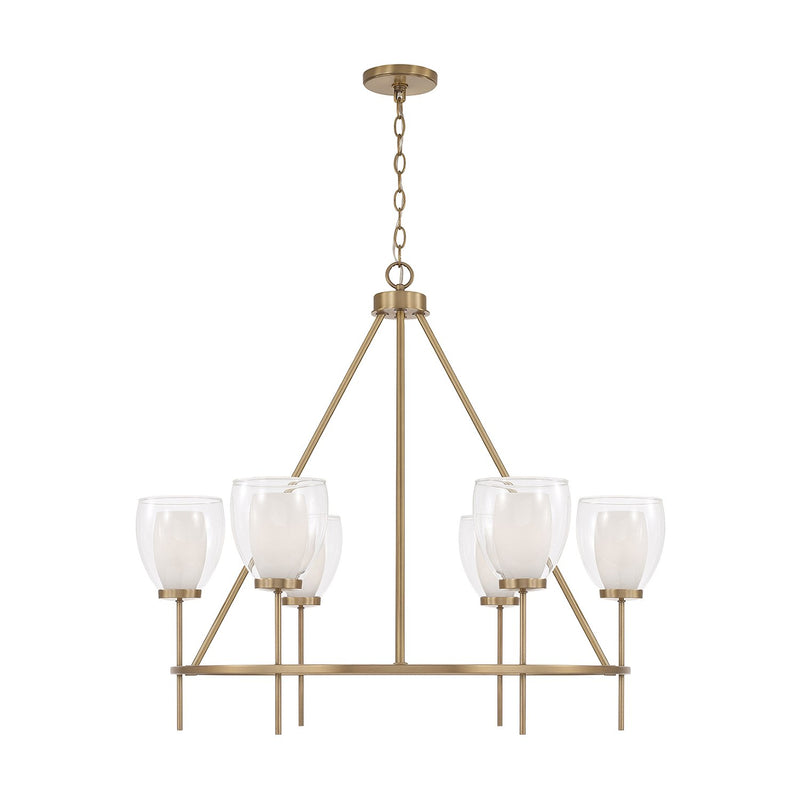 Joss 6-Light Pendant in Aged Brass