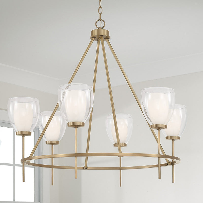 Joss 6-Light Pendant in Aged Brass