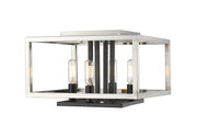 Quadra 4 Light 13" Flush Mount in Brushed Nickel + Matte Black