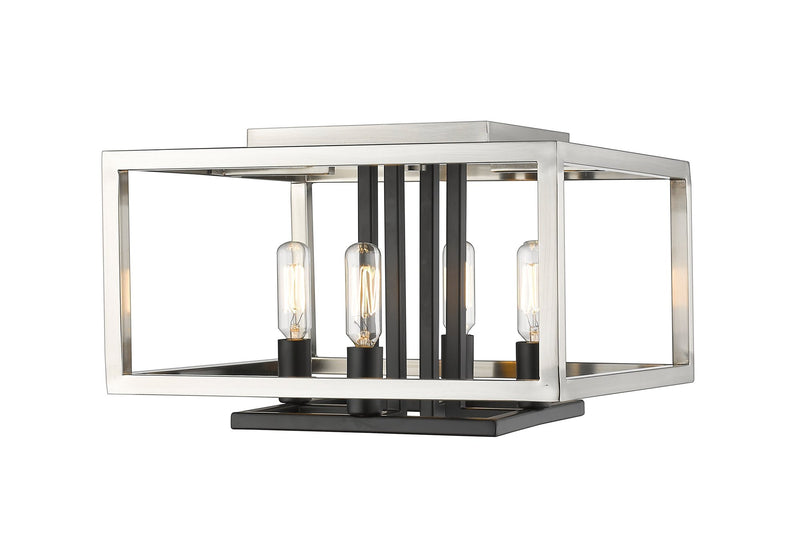 Quadra 4 Light 13" Flush Mount in Brushed Nickel + Matte Black