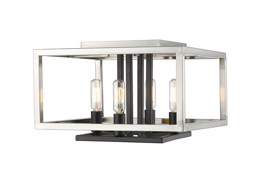 Quadra 4 Light 13" Flush Mount in Brushed Nickel + Matte Black