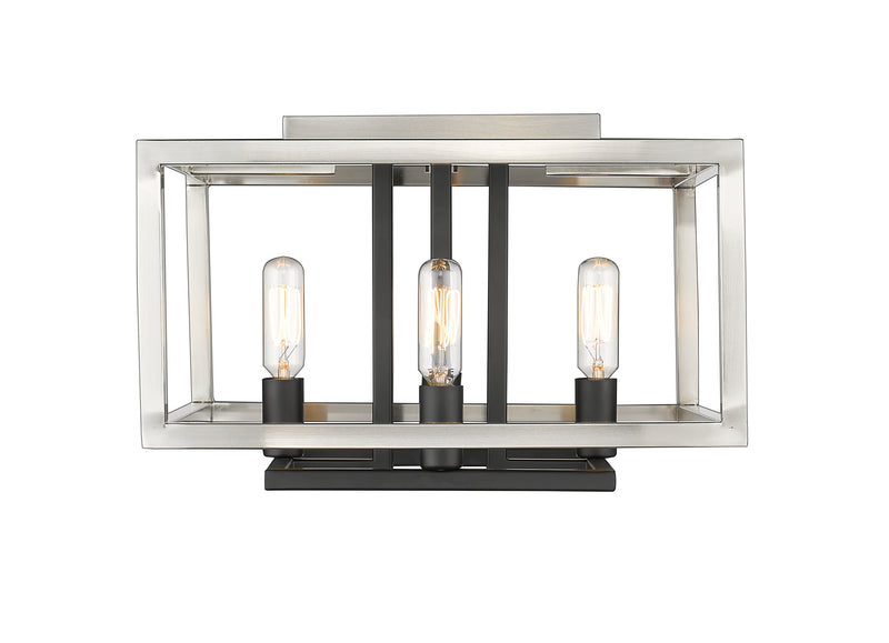 Quadra 4 Light 13" Flush Mount in Brushed Nickel + Matte Black