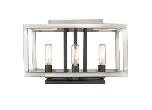 Quadra 4 Light 13" Flush Mount in Brushed Nickel + Matte Black