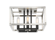 Quadra 4 Light 13" Flush Mount in Brushed Nickel + Matte Black