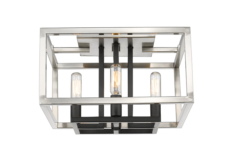Quadra 4 Light 13" Flush Mount in Brushed Nickel + Matte Black