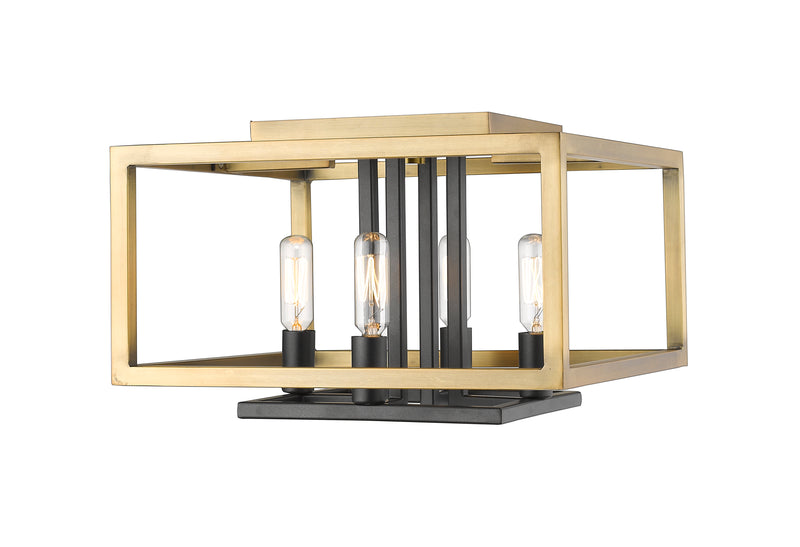 Quadra 4 Light 13" Flush Mount in Olde Brass + Bronze