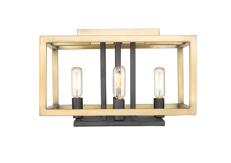Quadra 4 Light 13" Flush Mount in Olde Brass + Bronze