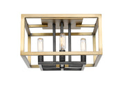 Quadra 4 Light 13" Flush Mount in Olde Brass + Bronze