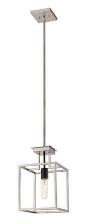 Quadra 1 Light 8" Pendant in Brushed Nickel + Matte Black