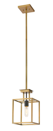 Quadra 1 Light 8" Pendant in Olde Brass + Bronze