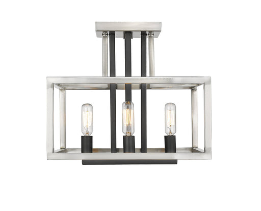 Quadra 4 Light Semi Flush Mount in Brushed Nickel + Matte Black