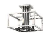 Quadra 4 Light Semi Flush Mount in Brushed Nickel + Matte Black