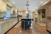 Quadra 4 Light Semi Flush Mount in Chrome + Matte Black in a room setting