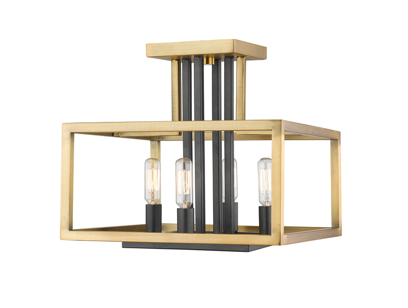 Quadra 4 Light Semi Flush Mount in Olde Brass + Bronze