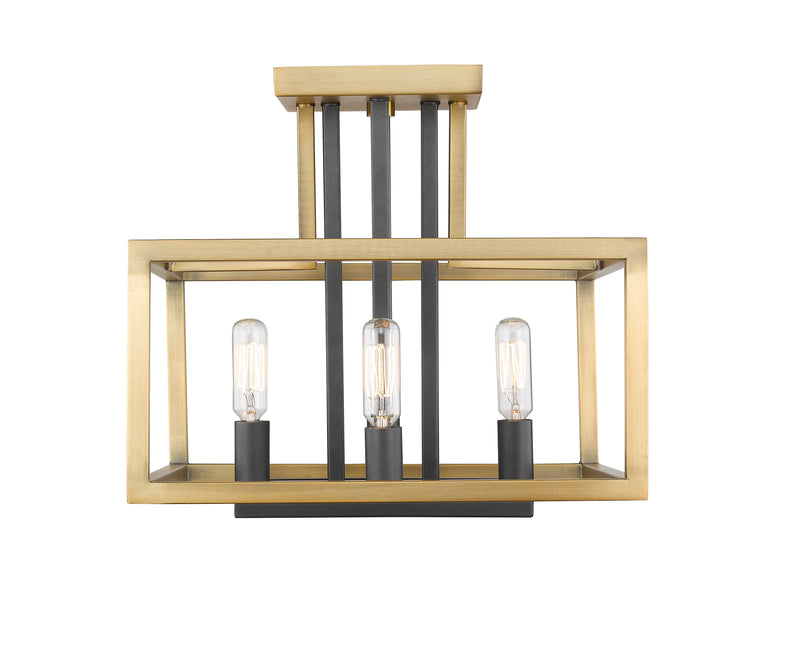 Quadra 4 Light Semi Flush Mount in Olde Brass + Bronze