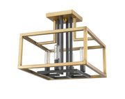 Quadra 4 Light Semi Flush Mount in Olde Brass + Bronze