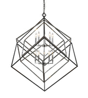 Euclid 10 Light 41.5" Chandelier in Chrome + Matte Black